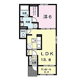 クオーレB 1LDKの間取図画像