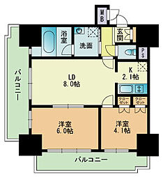 RJRプレシア吉塚駅前 2LDKの間取図画像