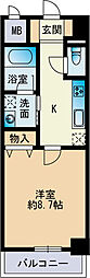 グランディール大濠 1Kの間取図画像