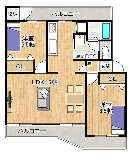 2LDK 間取り