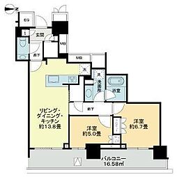 ザ・パークハウス晴海タワーズクロノレジデンス 2SLDKの間取図画像