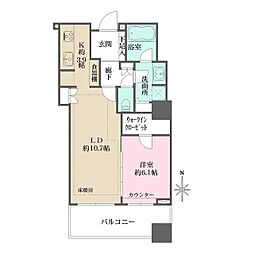 東京パークタワー 1LDKの間取図画像