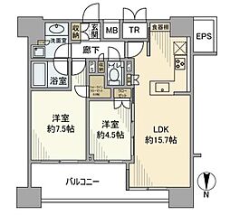 グランリビオ芝大門 2LDKの間取図画像