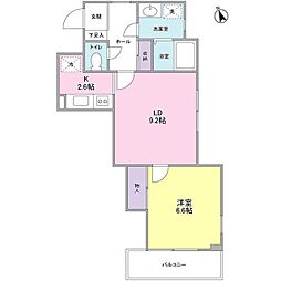 ヒルズ三栄町 1LDKの間取図画像