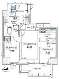 ザ・パークハウス代々木大山 2LDKの間取図画像