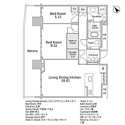 パークコート赤坂檜町ザタワー 2LDKの間取図画像