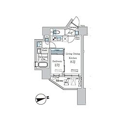 デュオフラッツ池尻大橋ノリス 1LDKの間取図画像