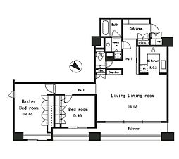 パークアクシス南麻布 2LDKの間取図画像