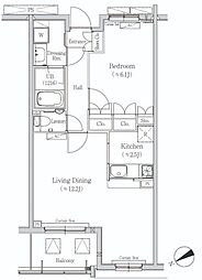 ヒューリックコート元代々木 1LDKの間取図画像