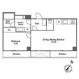 KDXレジデンス赤坂 1LDKの間取図画像