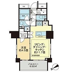 ザ・パークハウスアーバンス御成門 1LDKの間取図画像