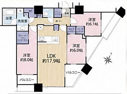 シティタワー武蔵小山タワー棟 3LDKの間取図画像