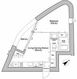 プラウドフラット新宿御苑 1LDKの間取図画像