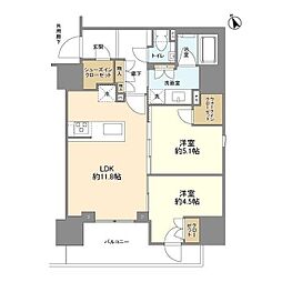 PROUD五反田 2LDKの間取図画像