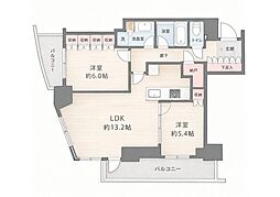 パークコート乃木坂ザタワー 2LDKの間取図画像