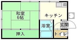 ミレットハイム 1Kの間取図画像