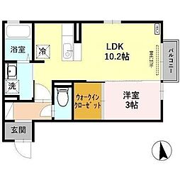 ヴィラ・グランディール 1LDKの間取図画像