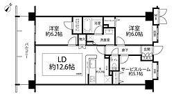 サンデュエル南鴨宮テゾーロ 2SLDKの間取図画像
