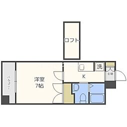 WOBフクシマ 1Kの間取図画像