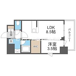 リヴェント難波ウエスト 1LDKの間取図画像