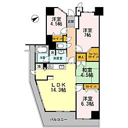 カスタリア阿倍野 4LDKの間取図画像