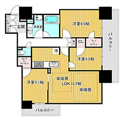 ローレルタワー堺筋本町 3LDKの間取図画像