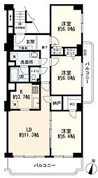 上用賀スカイマンション 3LDKの間取図画像