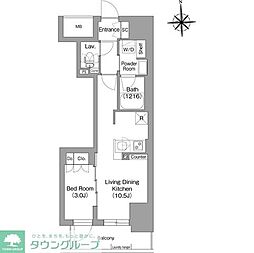大阪市中央区博労町1丁目マンション 1LDKの間取図画像
