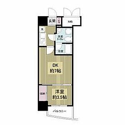 アプリーレ南森町 1DKの間取図画像