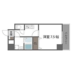 キャナル天満橋 1Kの間取図画像