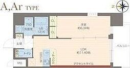 プレジオ城東 1LDKの間取図画像