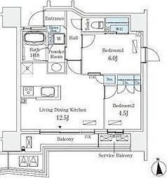 STANDZ四天王寺前夕陽ヶ丘 2LDKの間取図画像