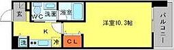 Aden江戸堀 1Kの間取図画像