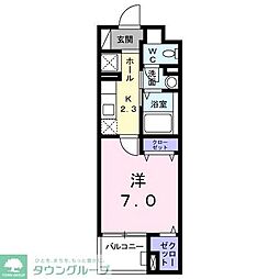 イーストブルー 1Kの間取図画像