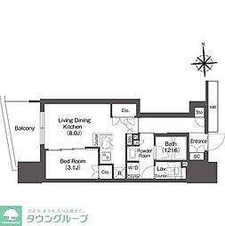 コンフォリア・リヴ本町WEST 1LDKの間取図画像