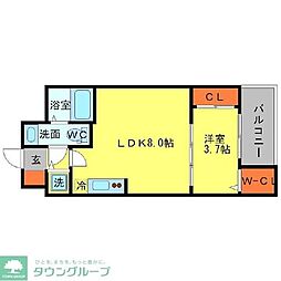 セレニテ北浜 1LDKの間取図画像