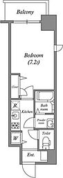 プランドール北浜 1Kの間取図画像