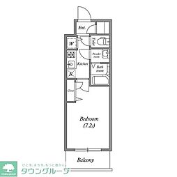 プランドール北浜 1Kの間取図画像