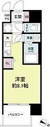 セレニテ十三ミラク ワンルームの間取図画像