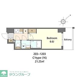 S-RESIDENCE上新庄beat 1Kの間取図画像