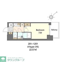 S-RESIDENCE上新庄beat 1Kの間取図画像