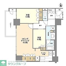ブランズ北堀江プレイス 2LDKの間取図画像