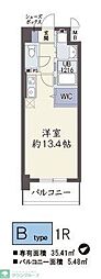 メゾンドボヌール ワンルームの間取図画像
