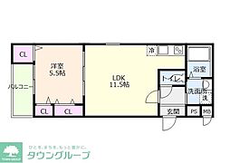 ラ・フェリシア 1LDKの間取図画像