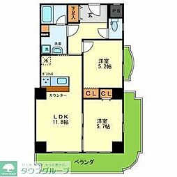 豊里アーバンハイツ 2LDKの間取図画像