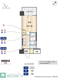 コンフォリア・リヴ淡路 1Kの間取図画像