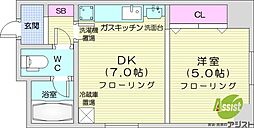 モア南6条 1DKの間取図画像