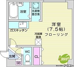 パラシオンN29 1Kの間取図画像