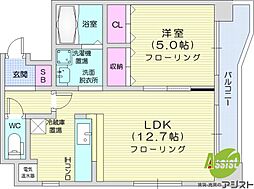 シャレオ当別弐番館 1LDKの間取図画像