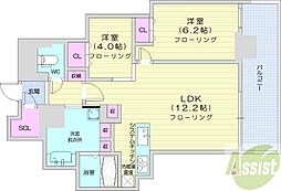 ザ・札幌タワーズウエストタワー 2LDKの間取図画像